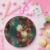 Romantische rode witte bloemen bloemenbruiloft papieren bordje (Feest)