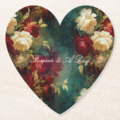 Romantische rode witte bloemen bruidsfeest bruilof kartonnen onderzetters (Voorkant)