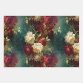 Romantische Rode Witte Bloemen Bruiloft Bruidsfees Inpakpapier Vel (Voorkant 3)