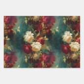 Romantische Rode Witte Bloemen Bruiloft Bruidsfees Inpakpapier Vel (Voorkant)