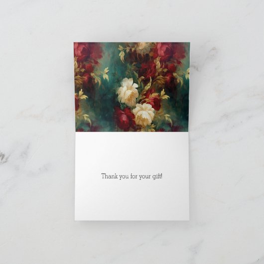 Romantische rode witte bloemen dank je bedankkaart