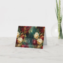 Romantische rode witte bloemen Dank je wel Bedankkaart