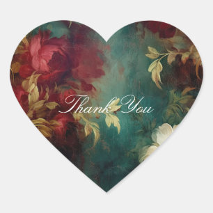 Romantische rode witte bloemen hart sticker