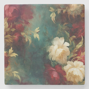 Romantische rode witte bloemen stenen onderzetter