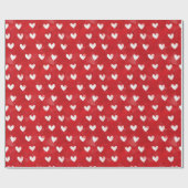 Romantische rode witte harten bruidsdouche cadeaupapier (Vlak)