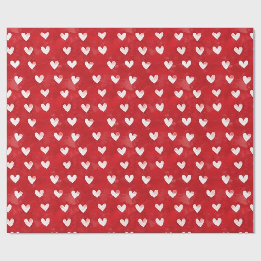 Romantische rode witte harten bruidsfeest cadeaupapier (Vlak)