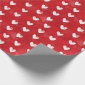 Romantische rode witte harten bruidsfeest cadeaupapier (Hoek)