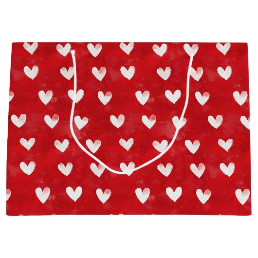 Romantische rode witte harten bruidsfeest groot cadeauzakje (Voorkant)