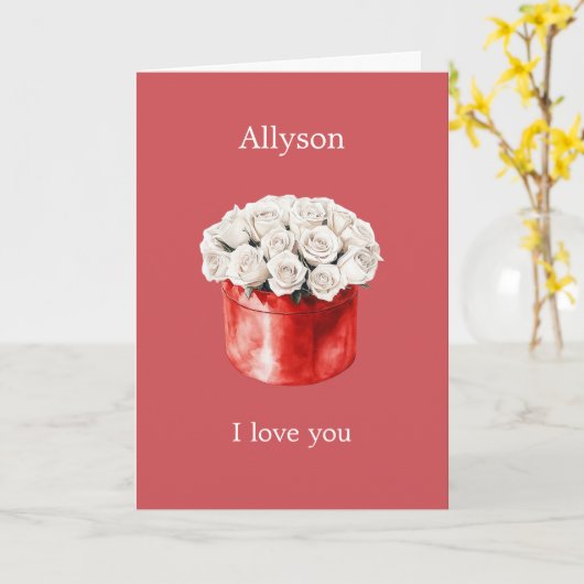 Romantische rode witte rozen liefde kaart (Gele Bloem)