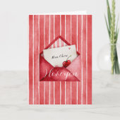 Romantische rode witte strepen Mon Cheri Liefde Kaart (Voorkant)
