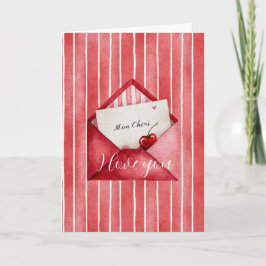 Romantische rode witte strepen Mon Cheri Liefde Kaart