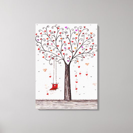 ROMANTISCHE RODE ZWARTE INKT HARTBOOM MET SCHOMMEL CANVAS AFDRUK (Voorkant)