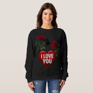 Romantische Rode & Zwarte Roos Hart Hoodie – Ik Ho Trui