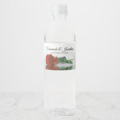 Romantische Roest Sinaasappel Roos Elegante bruilo Waterfles Etiket (Voorkant)