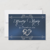 Romantische Rol Hart - Blauw RSVP Kaartje (Voorkant)