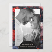 Romantische Rood en Zwart Bloemen Bruiloft Kaart (Achterkant)