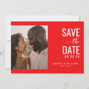 Romantische Rood Minimalistische Foto Save The Date