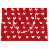 Romantische Rood Witte Harten Bruidsmeisjesfeest Groot Cadeauzakje (Voorkant)