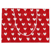 Romantische Rood Witte Harten Bruidsmeisjesfeest Groot Cadeauzakje (Achterkant)