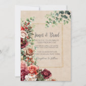 Romantische Roos Bloemige Eucalyptus QR Code Trouw Kaart (Voorkant)