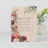 Romantische Roos Bloemige Eucalyptus QR Code Trouw Kaart (Staand voorkant)