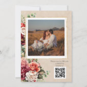 Romantische Roos Bloemige Eucalyptus QR Code Trouw Kaart (Achterkant)