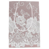 Romantische Roos Blush Roze Witte Kant Bloemige Br Medium Cadeauzakje (Voorkant)