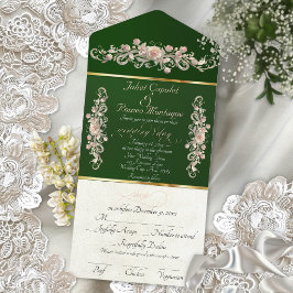 Romantische Roos Boog Randen & Calligrafie - Smara All In One Uitnodiging