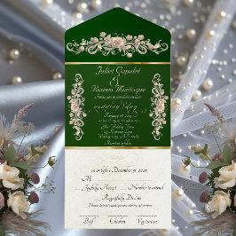 Romantische Roos Boog Randen & Calligrafie - Smara All In One Uitnodiging