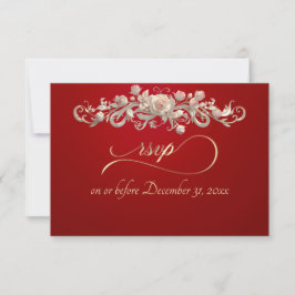 Romantische Roos Boog - Rode RSVP Kaart