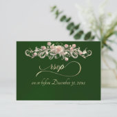Romantische Roos Boog - Smaragd RSVP Kaart (Staand voorkant)