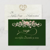 Romantische Roos Boog - Smaragd RSVP Kaart (Voorkant / Achterkant)