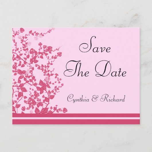 Romantische Roos bruiloft Save the Date Briefkaart (Voorkant)