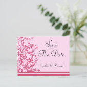 Romantische Roos bruiloft Save the Date Briefkaart (Staand voorkant)