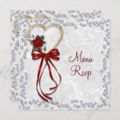 Romantische Roos, Diamanten & Rode Lint Huwelijk (Voorkant / Achterkant)