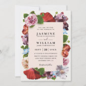 Romantische Roos Elegant Modern QR Code Huwelijk Kaart (Voorkant)