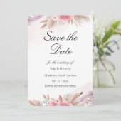 Romantische Roos en Champagne Boho Bruiloft  Save  The Date (Staand voorkant)