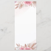 Romantische Roos en Champagne Boho Chic Trouwmenu Menu (Achterkant)