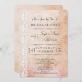 Romantische Roos en Lace BRIDAL SHOWER-uitnodiging Kaart (Voorkant / Achterkant)