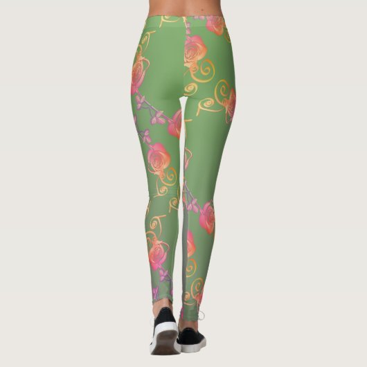 Romantische Roos- en Moss-Leggings Leggings (Achterkant)