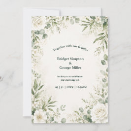 Romantische Roos Eucalyptus Trouwbloemen Kaart