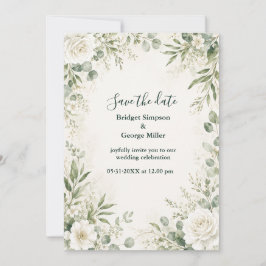 Romantische Roos Eucalyptus Trouwbloemen Kaart