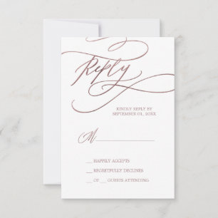 Romantische Roos Gold Calligrafie Eenvoudige RSVP- RSVP Kaartje