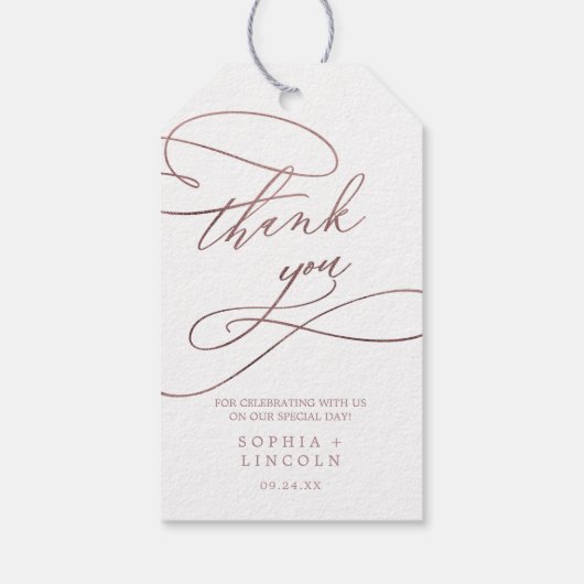 Romantische Roos Gold Calligrafie Hartelijk dank Cadeaulabel (Achterkant)