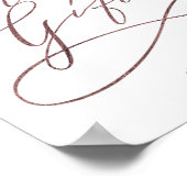 Romantische Roos Gold Calligrafie-Kaarten en cadea Poster (Hoek)