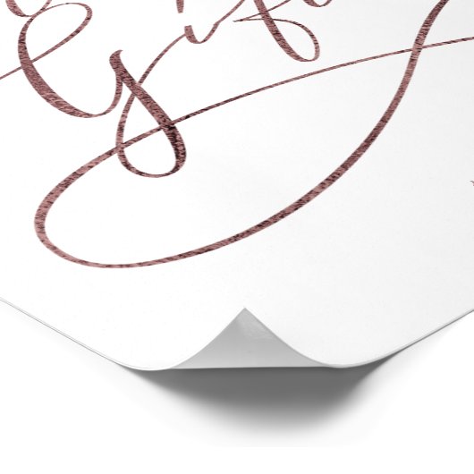 Romantische Roos Gold Calligrafie-Kaarten en cadea Poster (Hoek)