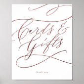 Romantische Roos Gold Calligrafie-Kaarten en cadea Poster (Voorkant)