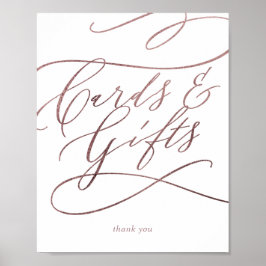 Romantische Roos Gold Calligrafie-Kaarten en cadea Poster
