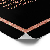 Romantische Roos Gold Monogram Weddenschap Grafiek Poster (Hoek)