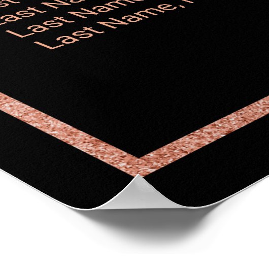 Romantische Roos Gold Monogram Weddenschap Grafiek Poster (Hoek)